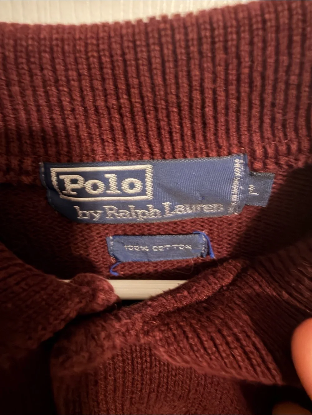 Polo by Ralph Lauren Men's Burgundy Long-Sleeve Polo Sweater